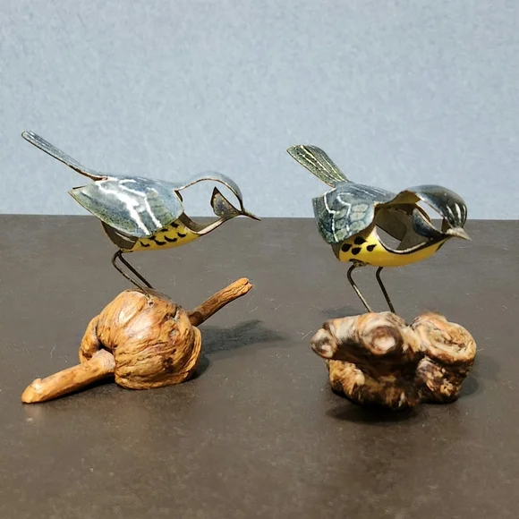 Norman Brumm enamel on copper birds on wood - Picture 2 of 4